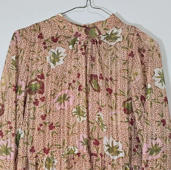 Vero Moda chiffon high neck long sleeves floral dress  color rust,burgundy - Picture 2 of 8